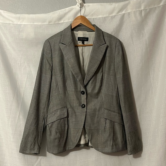 Escada Houndstooth microprint Front Button Blazer 40 M - Picture 1 of 12